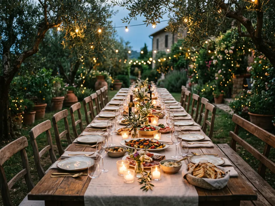 Lange Tafel im Garten